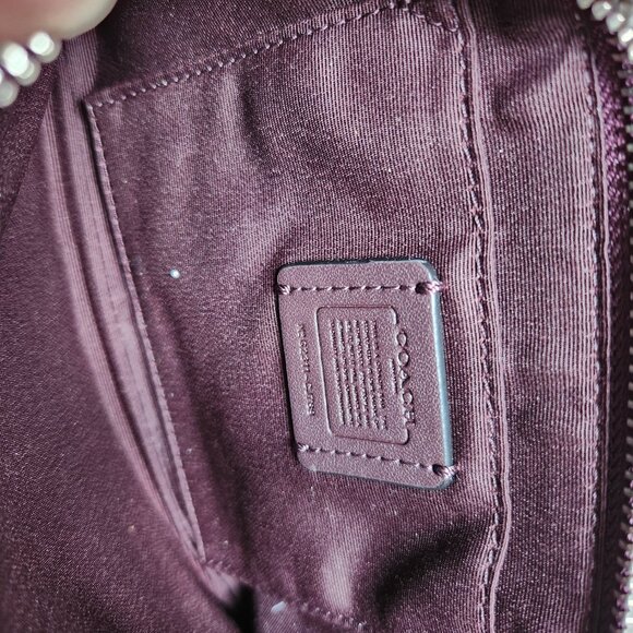 COACH Double zip crossbody pebble leather Deep Berry/purple EUC travel - Picture 7 of 14